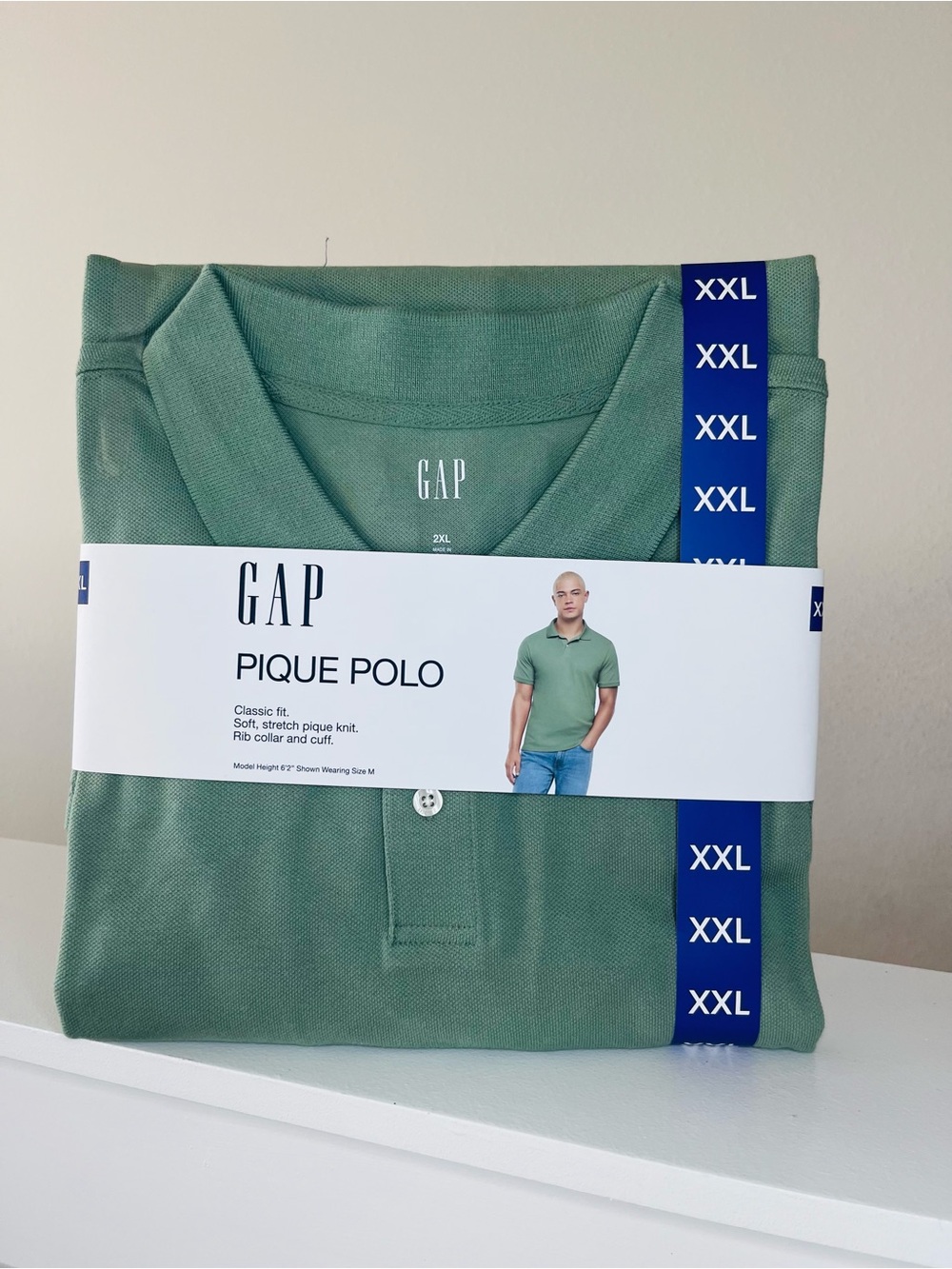 GAP Men’s Pique Polo Shirt in Sage Green